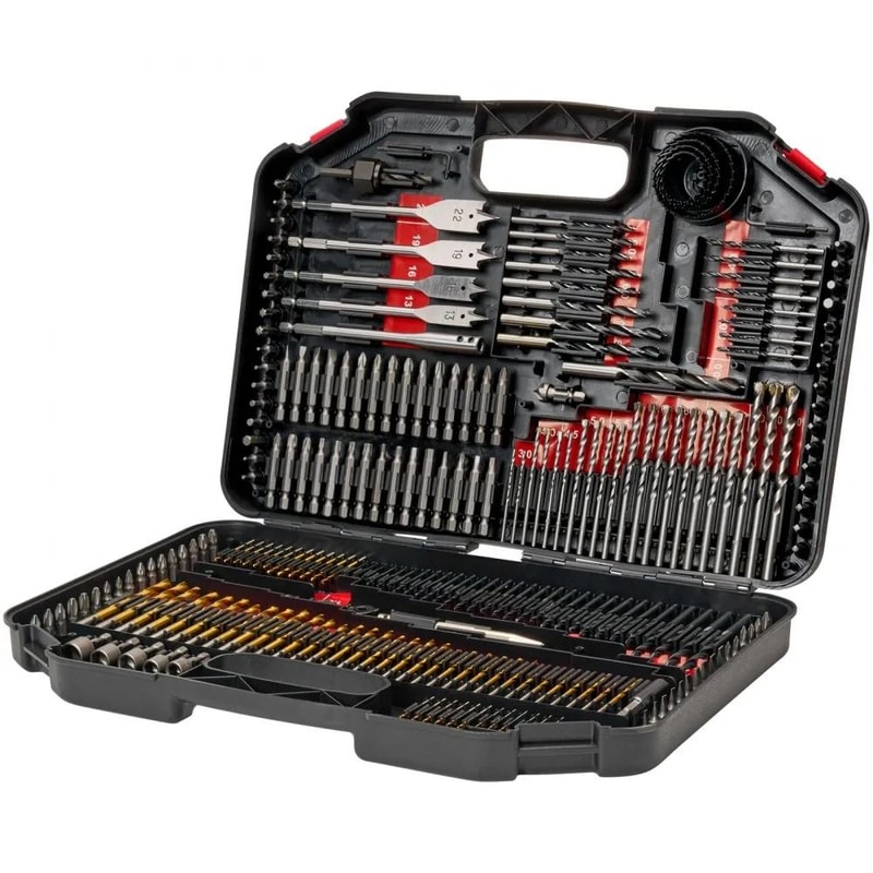 Drill Bit Set Screwdriver Kit For Wood Metal Masonry With Case 1