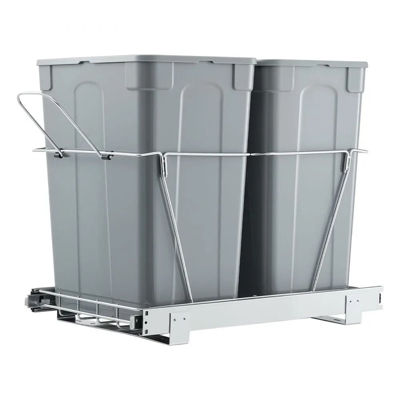 Double Pull Out Trash Can For Kitchen Cabinets With Soft Close Sliding Waste Recycling Bins 7