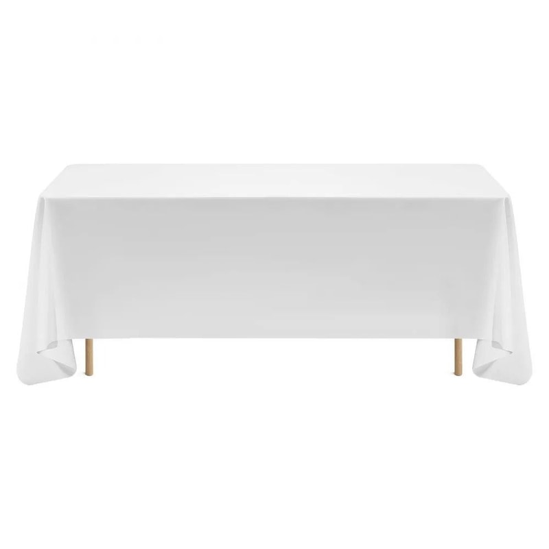 White Rectangle Tablecloth Set Wrinkle Resistant Polyester Covers 10