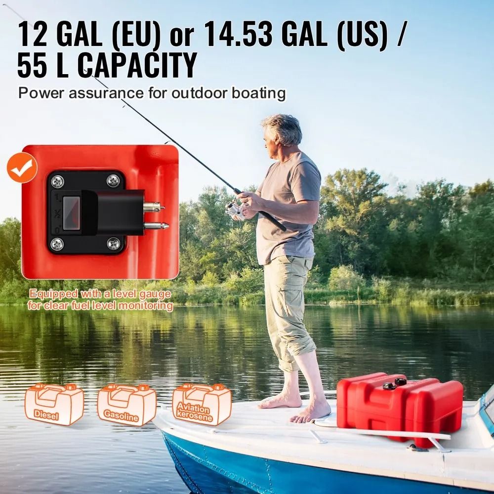 Portable Marine Fuel Tank 55L With Hose Gauge For Outboard Fishing And Deck Boats 4