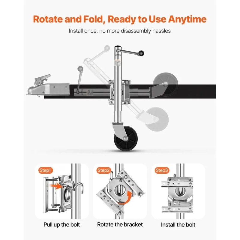 Heavy Duty Trailer Jack With Wheel 1000 Lbs Swivel Boat Trailer Jack For RV Utility Trailers 4