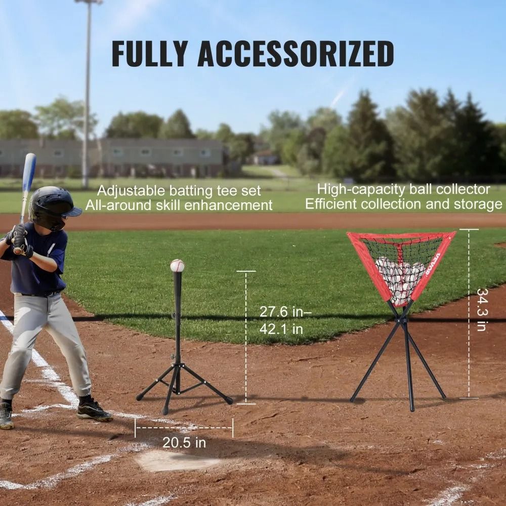 7x7 Ft Baseball Practice Net Softball Training Net Set With Tee And Strike Zone 2