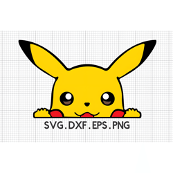 pokemon svg, pikachu svg, pikachu vector, pikachu layered, cricut files, dxf, png, eps, pikachu car decal svg