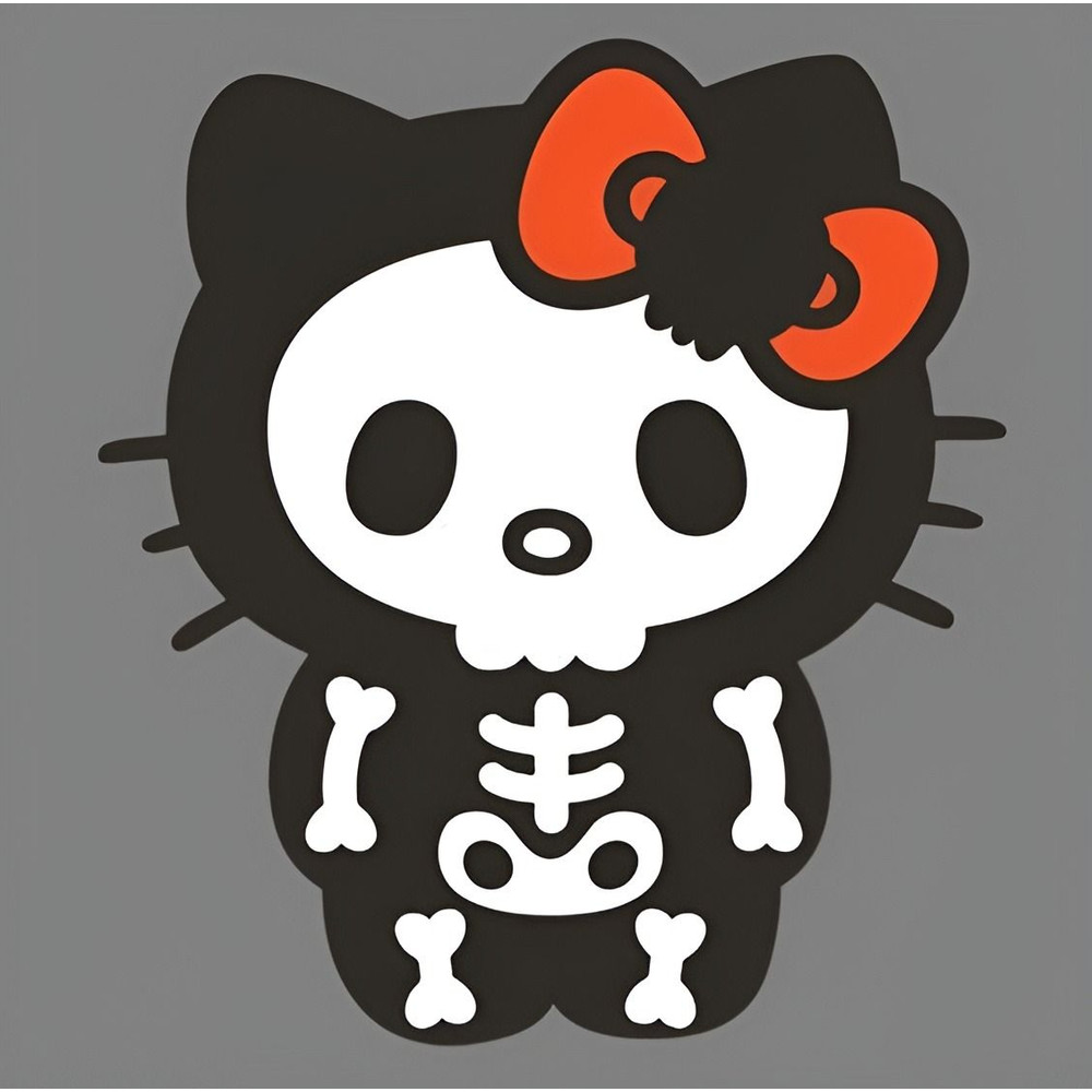 Skeleton Hello Kitty Svg Halloween Svg Hello Kitty Svg Kawaii Svg Cricut Silhouette Vector Cut File 0