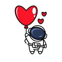 cute astronaut holding heart love by catalyst-stuff