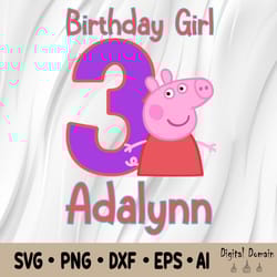 personalized pig birthday girl svg, girl pig svg,family birthday svg, pig funny birthday gift instant download