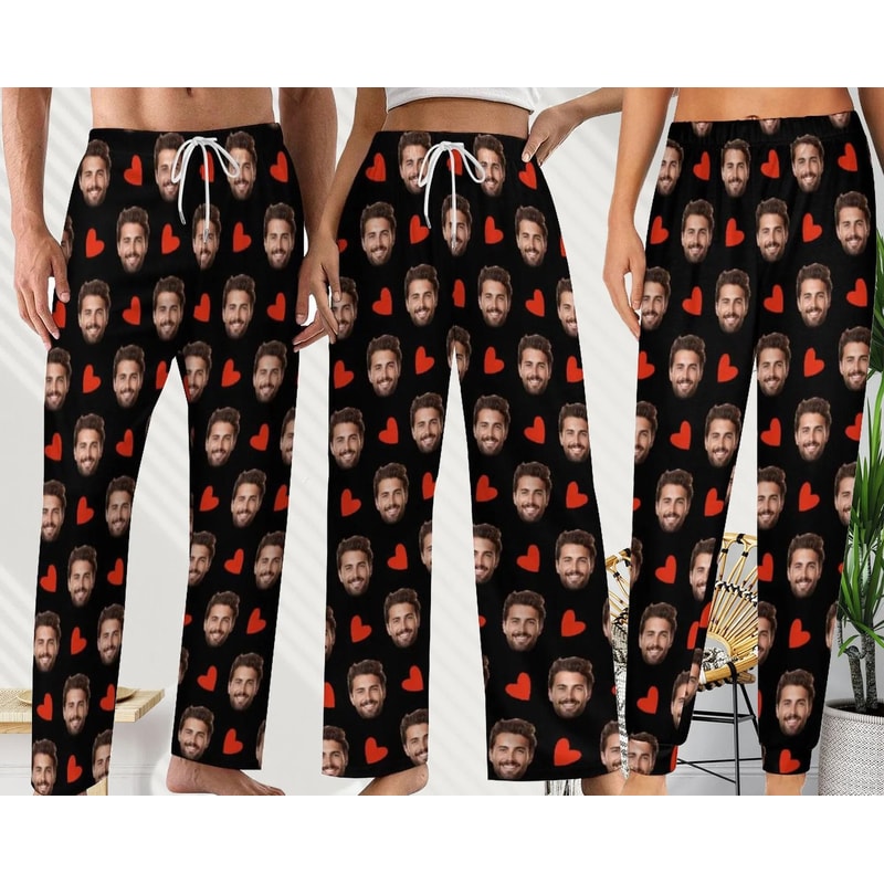 Custom Pajama Pants Photo Print Long Pajama Pants For WomenMens Gift For Family 0