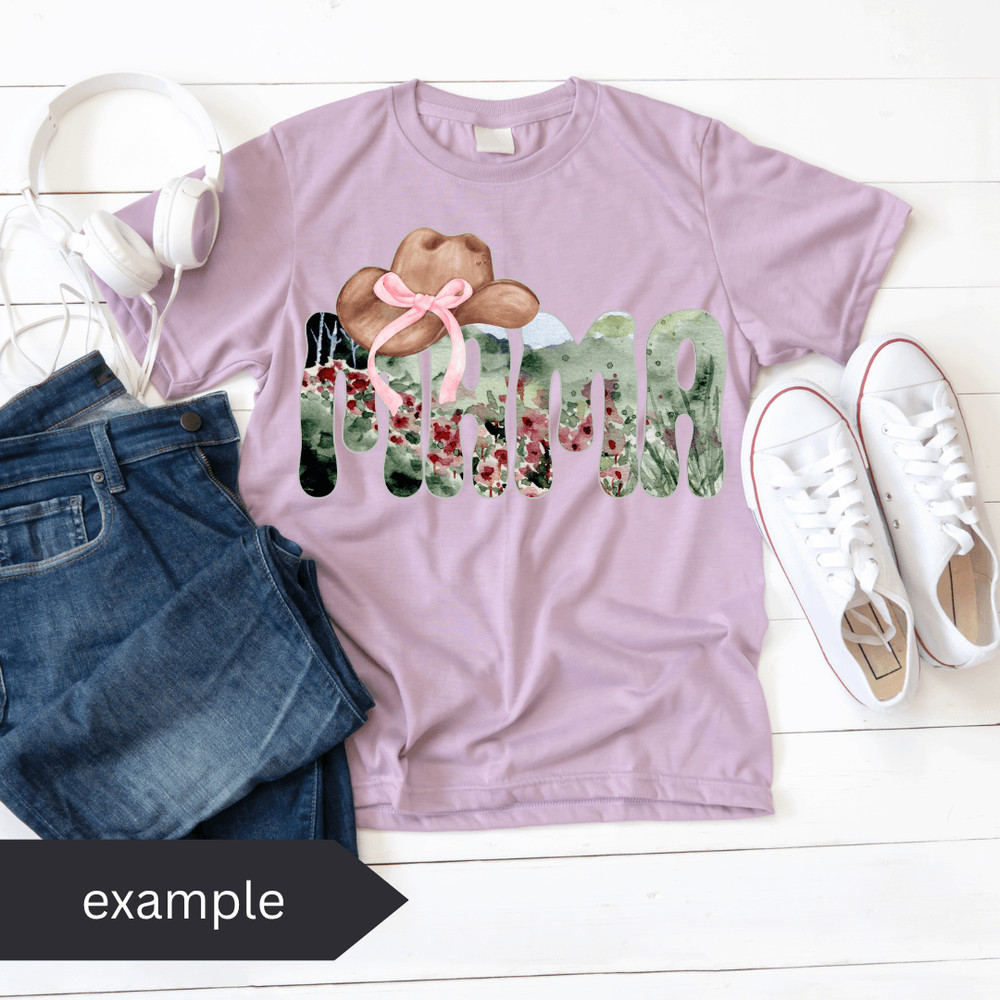 Mama Cowgirl Hat Png Rustic Wildflowers Painting Style 2