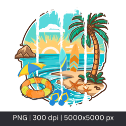 summer tropical beach png tshirt design download