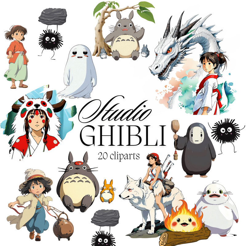 New Totoro My Neighbor Totoro Spirited Away Studio Ghibli Ghibli Totoro Cliparts Set Png 0