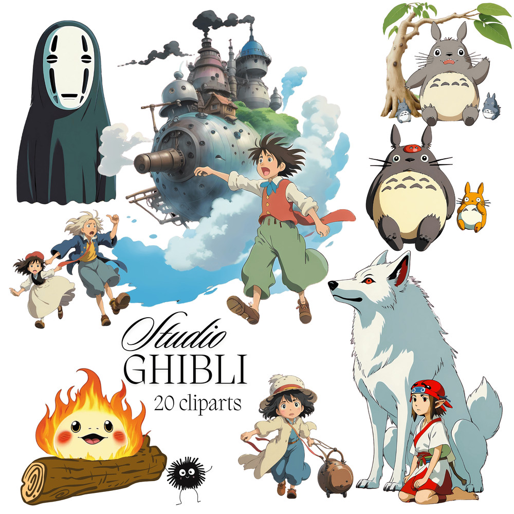 New Totoro My Neighbor Totoro Spirited Away Studio Ghibli Ghibli Totoro Cliparts Set Png 1