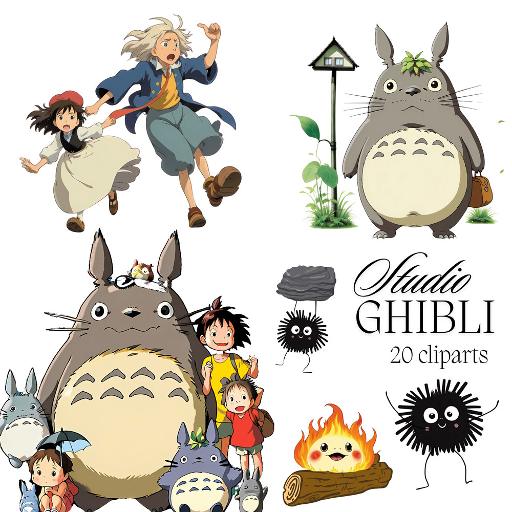 New Totoro My Neighbor Totoro Spirited Away Studio Ghibli Ghibli Totoro Cliparts Set Png 2