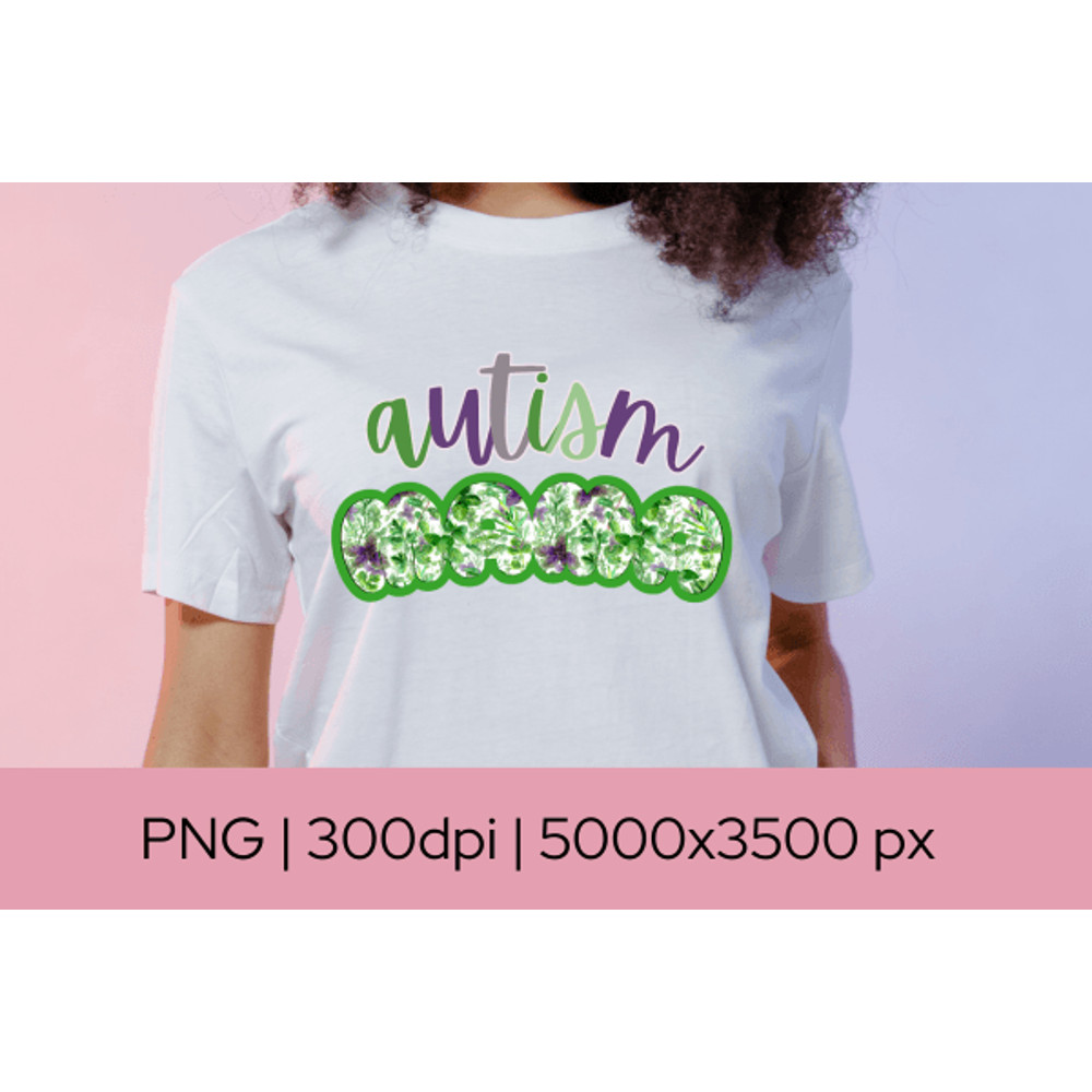 Autism Mama Floral Png Download Green Style 1