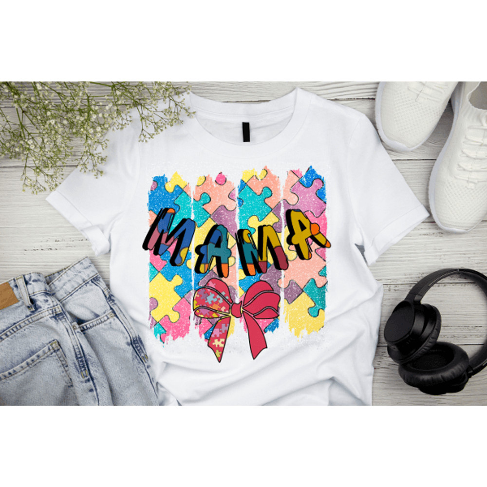 Autism Mama Floral Png Download Coquette Bow Bun 0