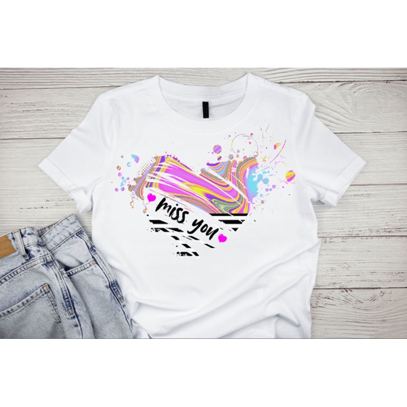 Miss You Heart Splash Distressed Png 4