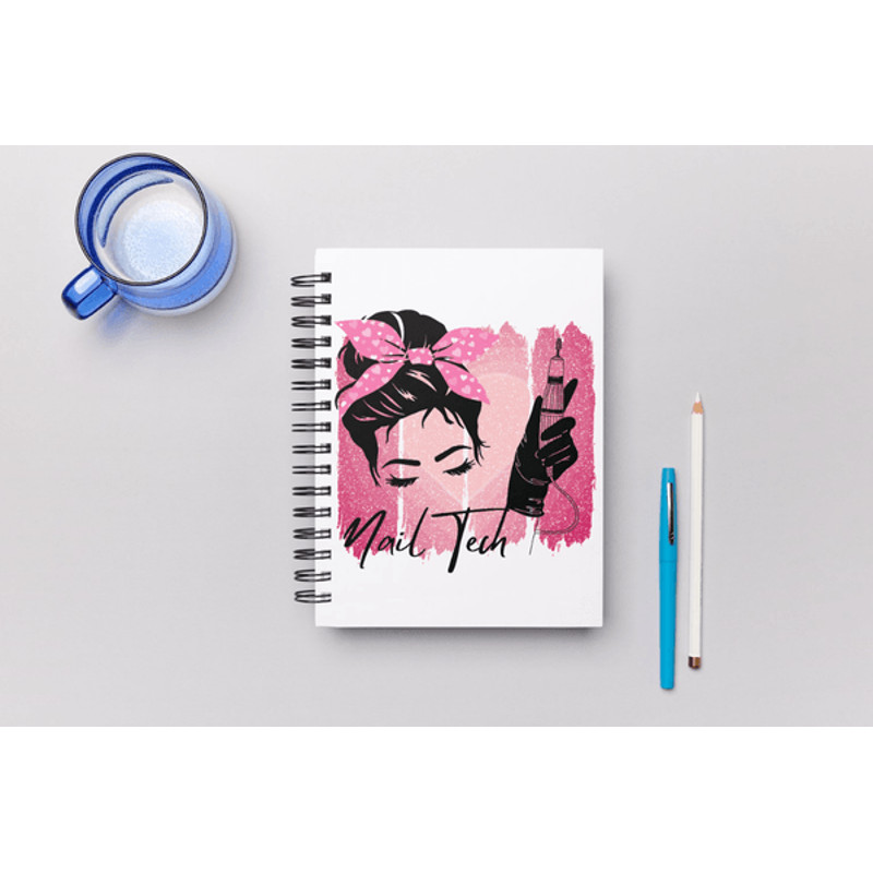 Nail Tech Png Nail Technician Png Messy Bun Pink Nails Tech Printable Png 4