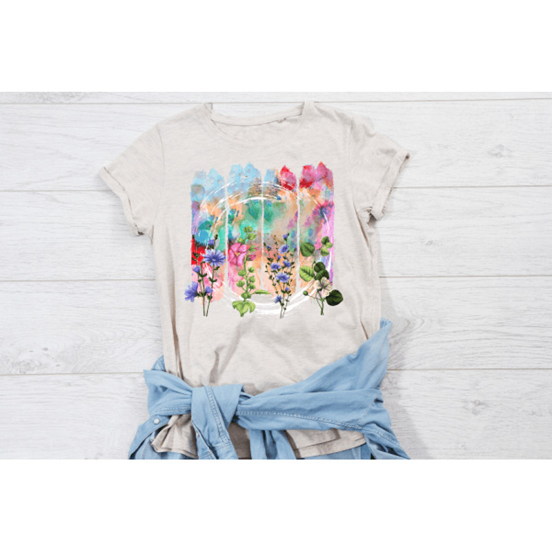 Botanical Watercolor Brushstroke Png Wildflowers Watercolor Shirt Png 2