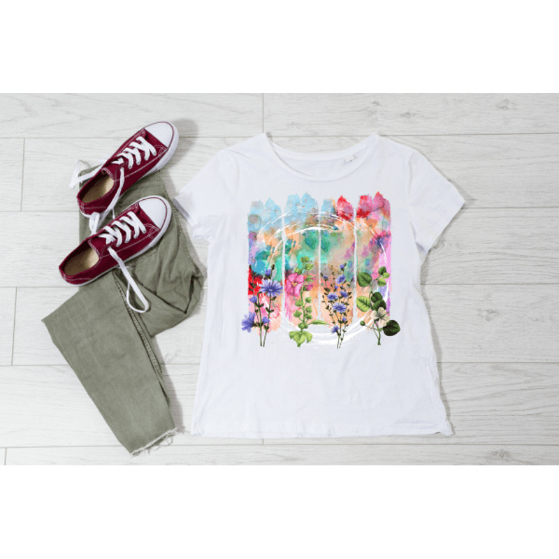 Botanical Watercolor Brushstroke Png Wildflowers Watercolor Shirt Png 3