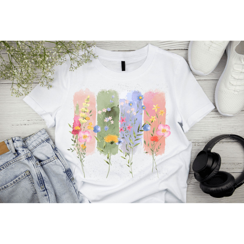 Botanical Watercolor Brushstroke Png Wildflowers Watercolor Shirt Png Flower Png 0