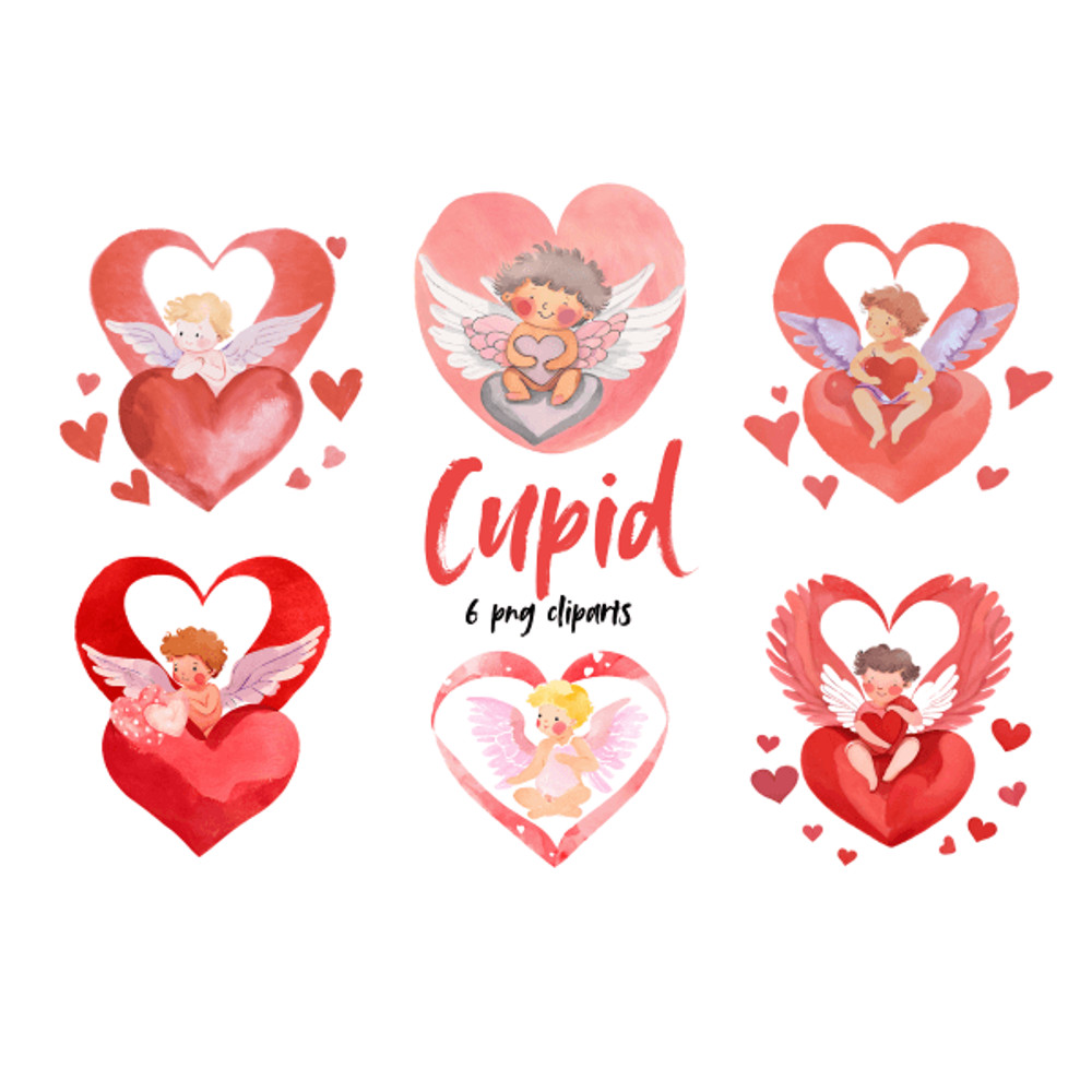 Cupid Heart Png Watercolor Cliparts Valentines Day Gifts 0