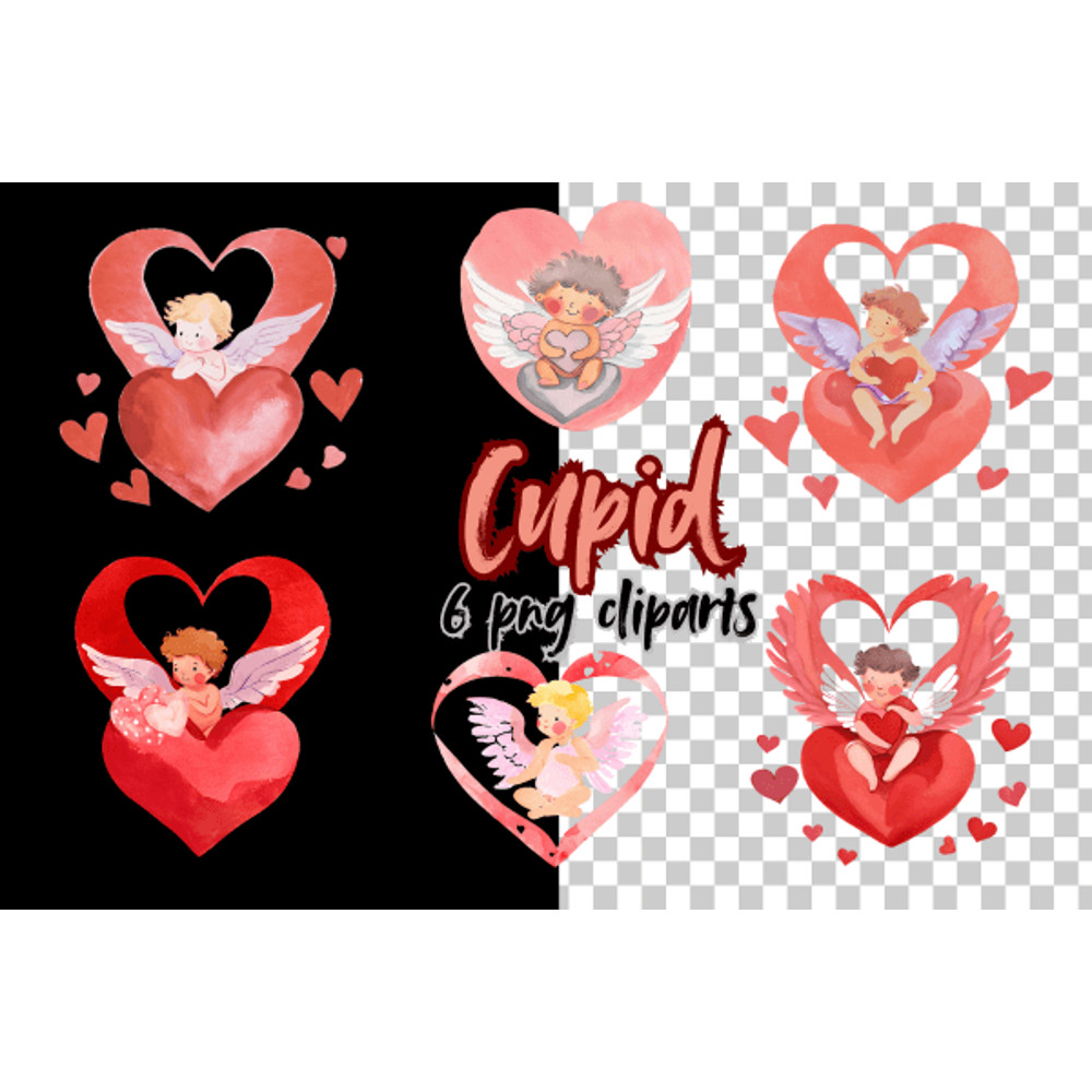 Cupid Heart Png Watercolor Cliparts Valentines Day Gifts 1