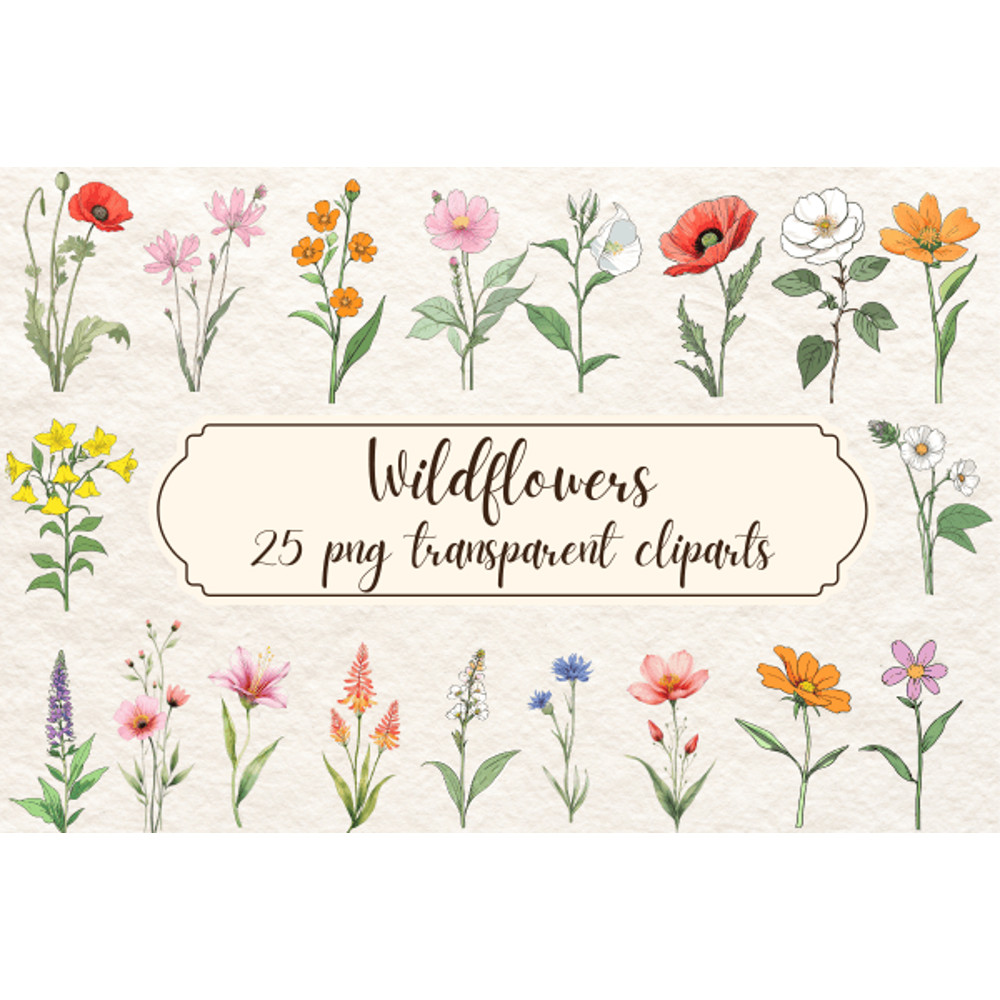 Watercolor Wildflowers Cliparts 25 Png Transparent 0