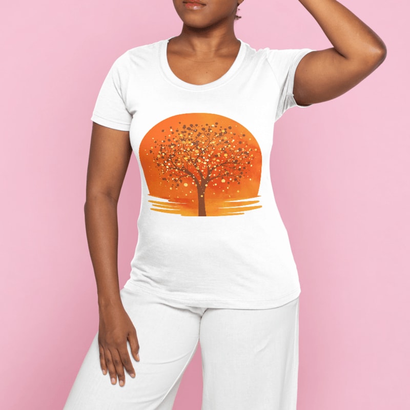 Boho Sunset Tree Botanical Print Clipart Png 0