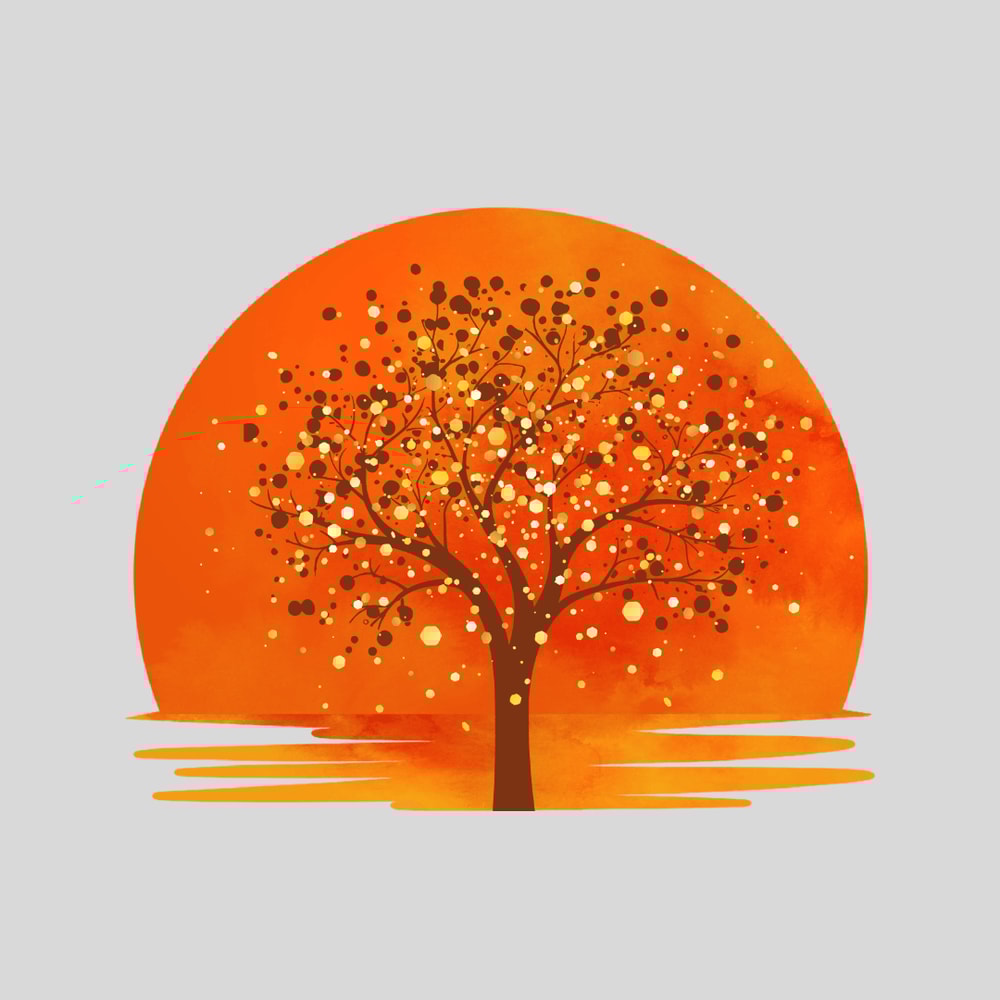 Boho Sunset Tree Botanical Print Clipart Png 3