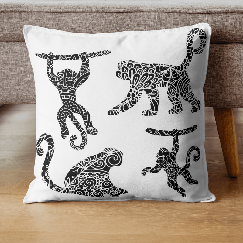 Monkeys Floral Print Clipart Png 3