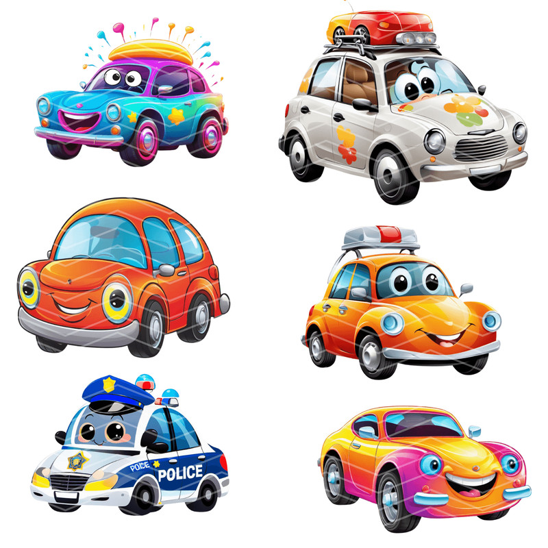 Cartoon Cars Png Cliparts Set 0