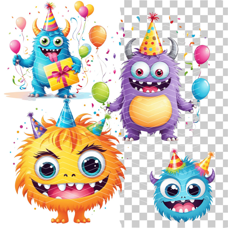 Cartoon Little Monsters Png Cliparts Set 0