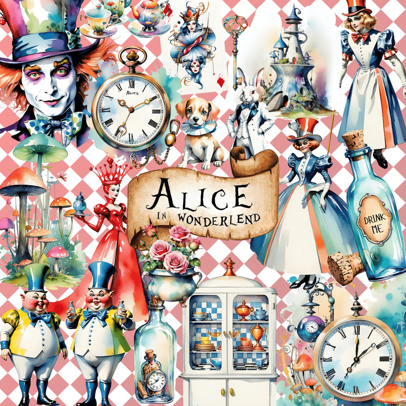 Alice In Wonderland Png Cartoons Cliparts Set 0