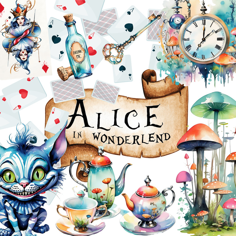 Alice In Wonderland Png Cartoons Cliparts Set 1
