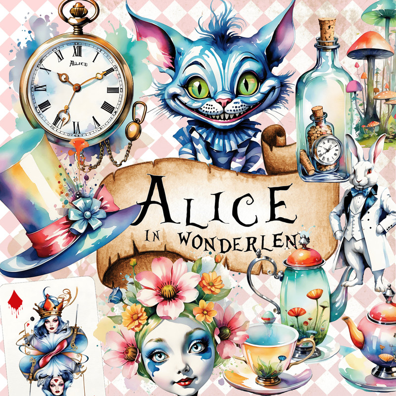 Alice In Wonderland Png Cartoons Cliparts Set 3