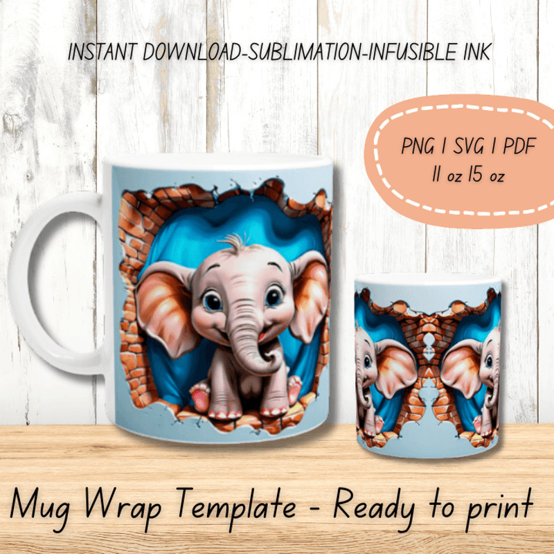 Baby Elefant Mug Wrap 11oz 15 Oz 0