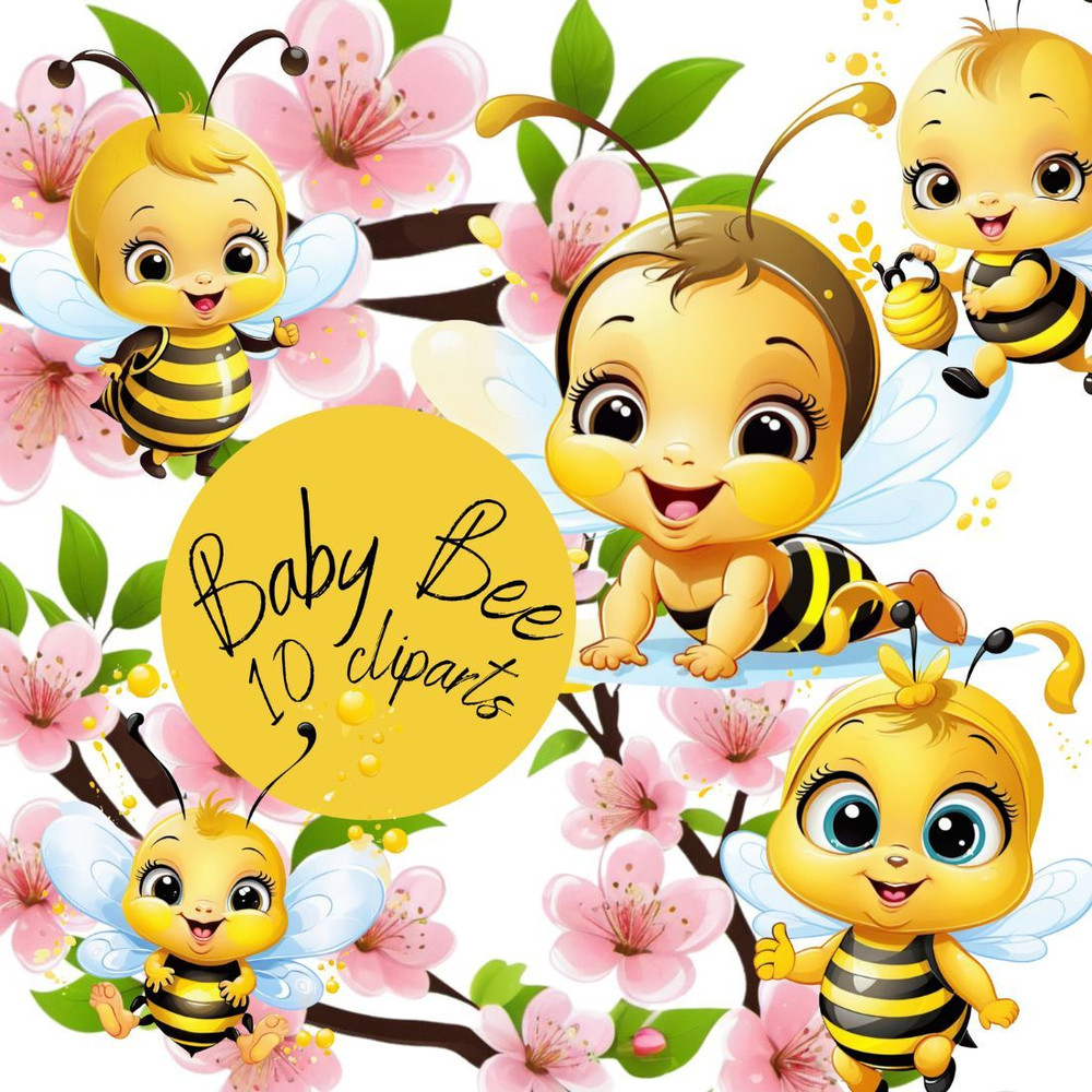 Cute Baby Bee Png Cartoons Cliparts Set 1