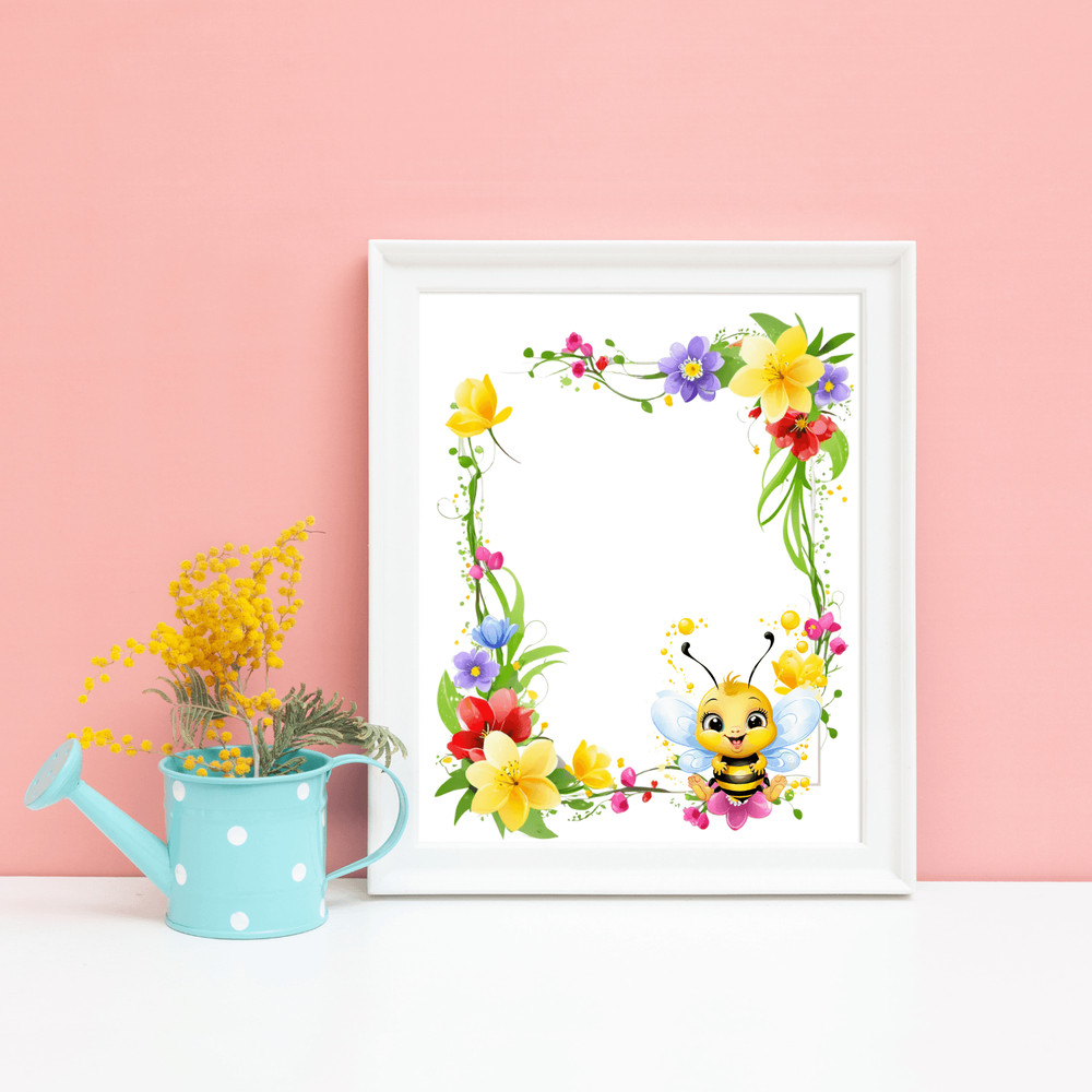 Bee And Flowers Wreath Png 0