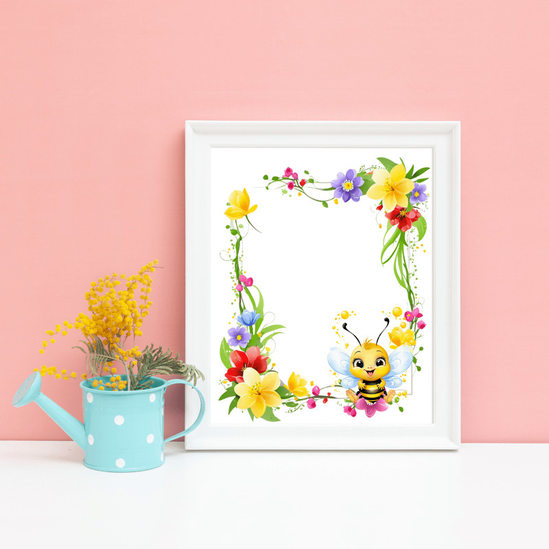 Bee And Flowers Wreath Png 0