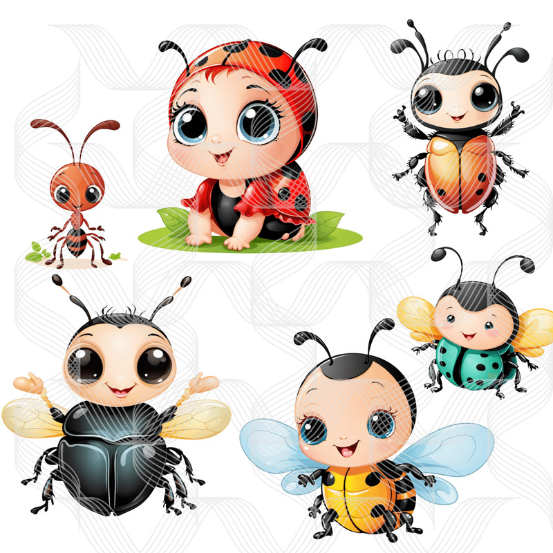 Ladybugs Ladybird Insects Png 15 Cartoons Cliparts Set 3
