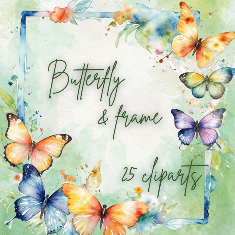 Butterflies Insects Png 25 Cartoons Cliparts Set 0