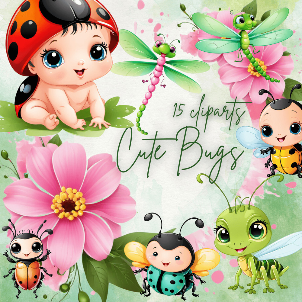 Bugs Insects Png 25 Cartoons Cliparts Set 1