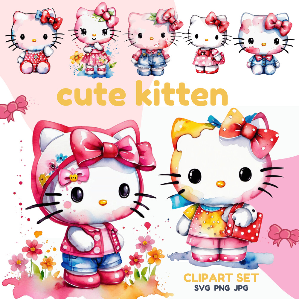 Cute Kitten Png 25 Cartoons Cliparts Set 0