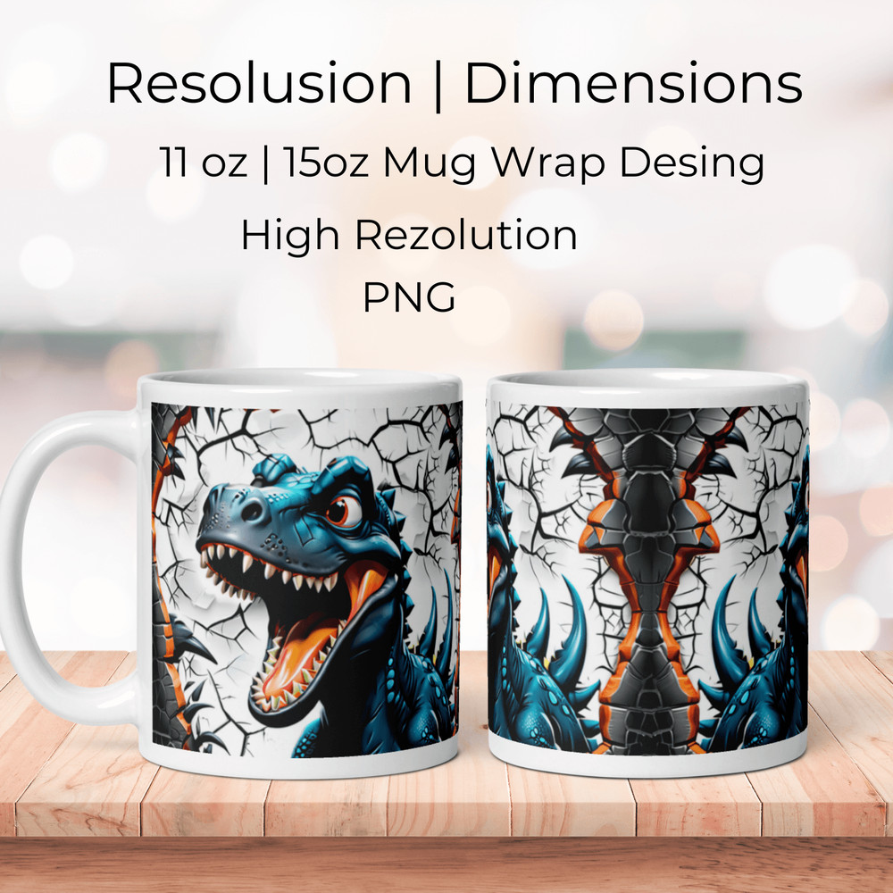 Dinosaur Distressed Mug Wrap 2