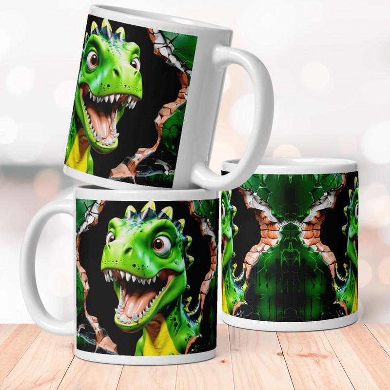 Green Dinosaur Distressed Mug Wrap 0