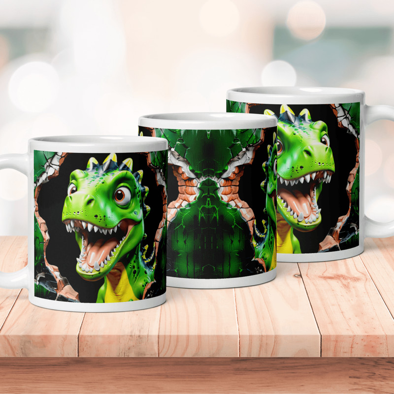 Green Dinosaur Distressed Mug Wrap 5