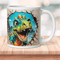 Big Green Baby Dinosaur Distressed Mug Wrap 1