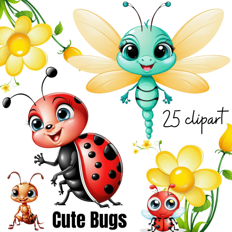 Cartoon Insects Png Cute Baby Bugs Cliparts 3