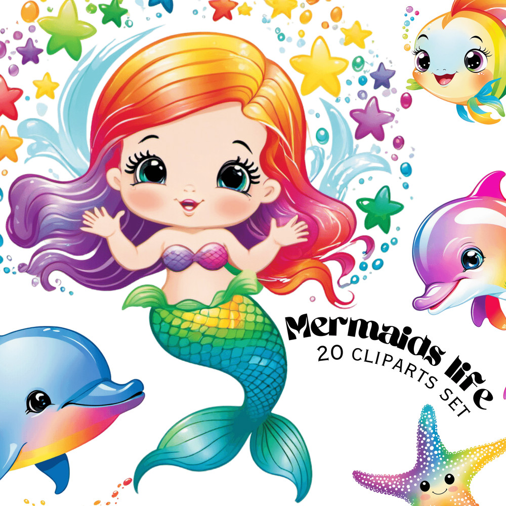 Under The Sea Animals Cliparts Ocean Animal Png Rainbow Mermaids Png 1