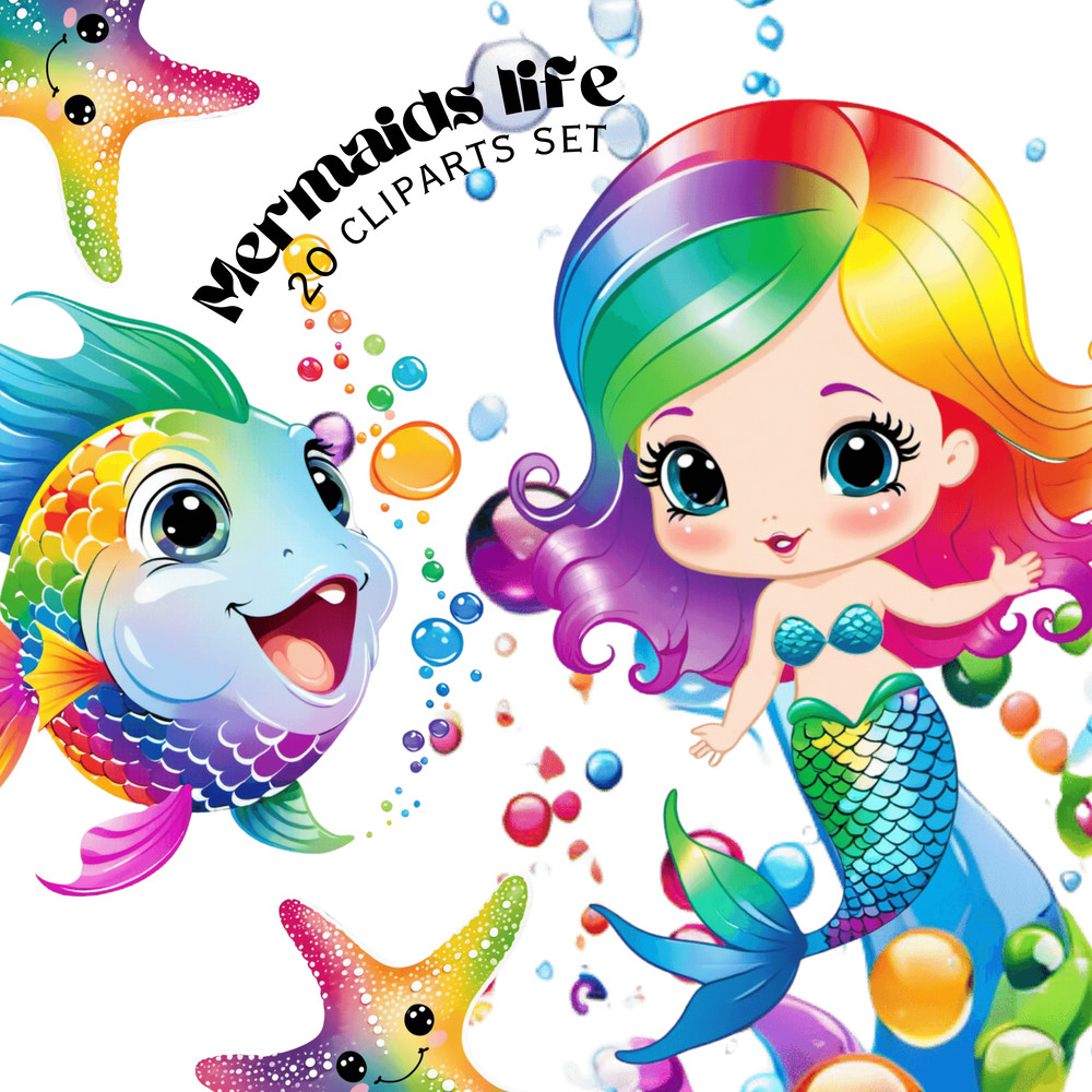 Under The Sea Animals Cliparts Ocean Animal Png Rainbow Mermaids Png 0