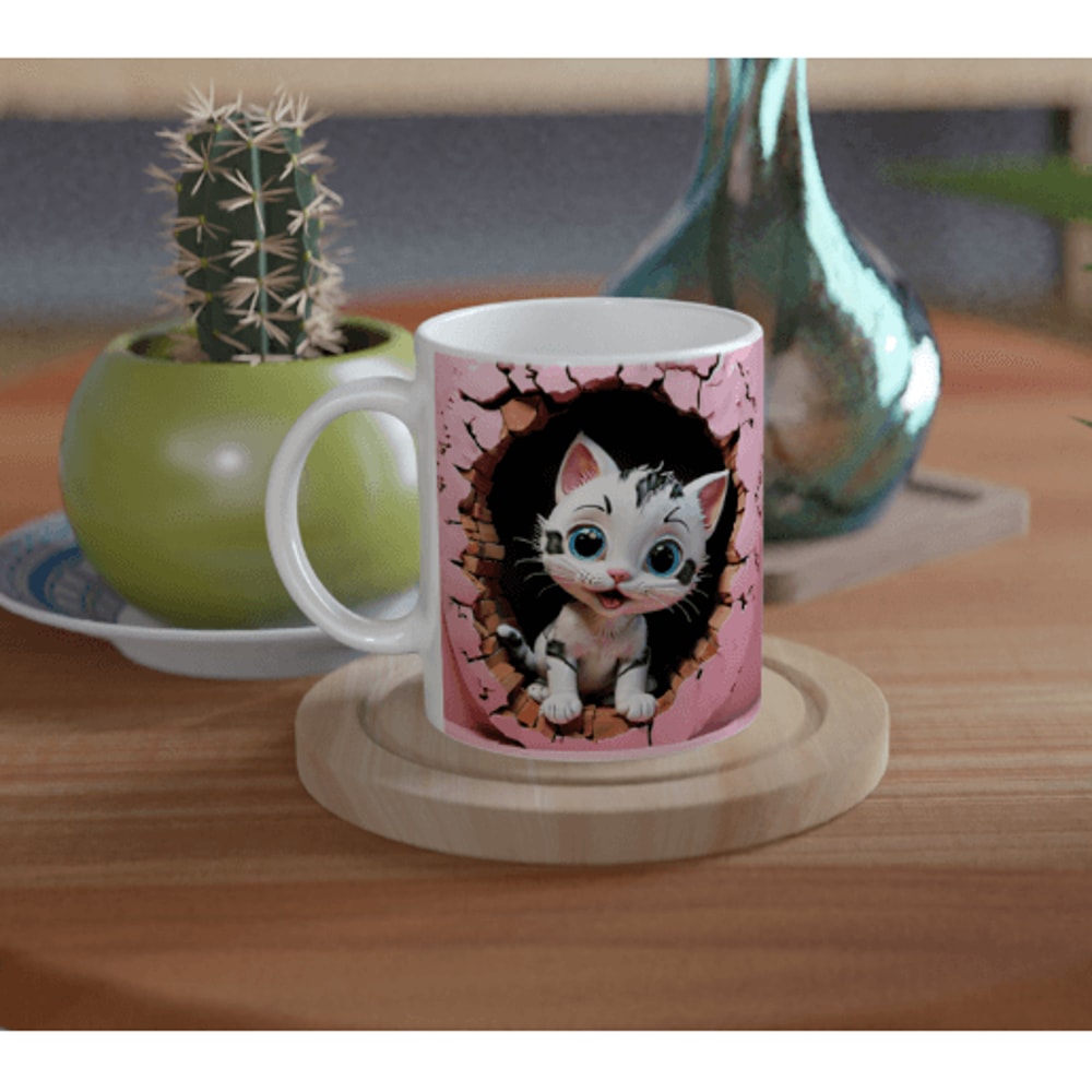 Pink Kitten Mug Wrap Cute Cat Mug 2
